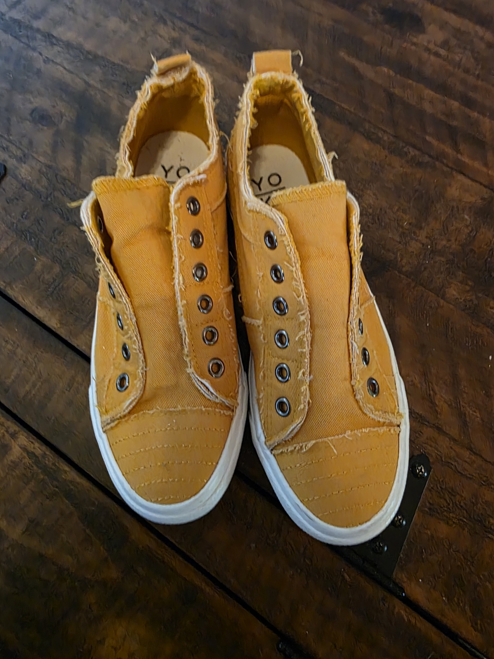 Yoki Women's Slip-On Canvas Sneakers in Mustard Yellow